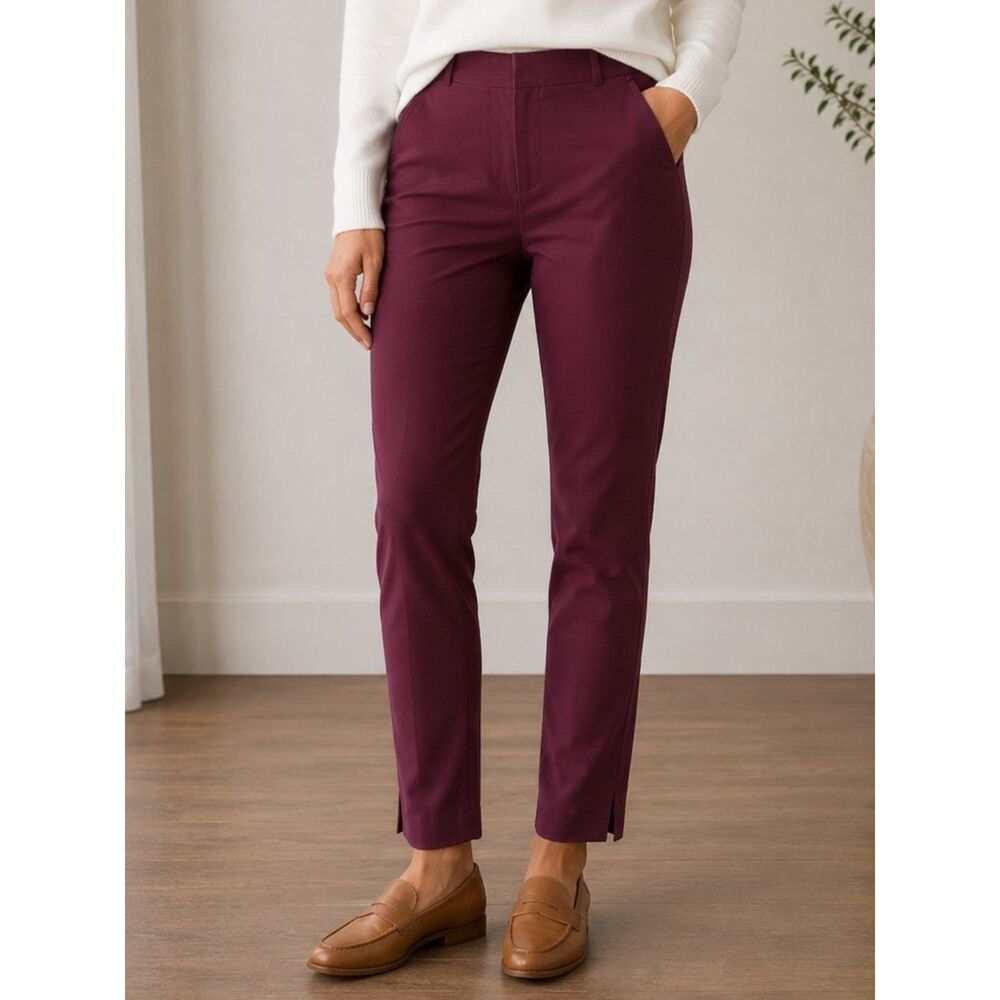 Boden Slim Straight Chino Pants in Maroon Women’s Preppy Casual Pant Size 4 Long